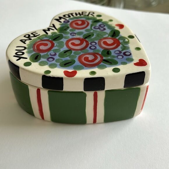 Trinket Box You Are My Mother Hand Painted Rainy Day Clay Floral - Picture 5 of 9